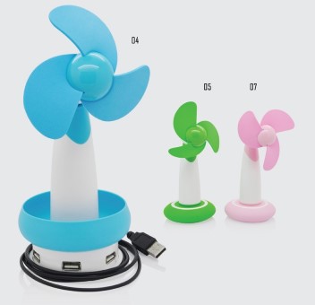 GK2310  4 Ports Usb Hub Mini Fan