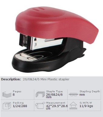 GK3126  Mini Plastic Stapler