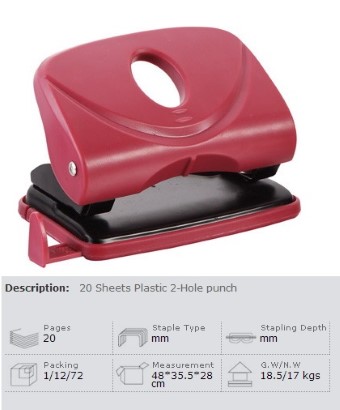 GK3127  Plastic 2-Hole Punch